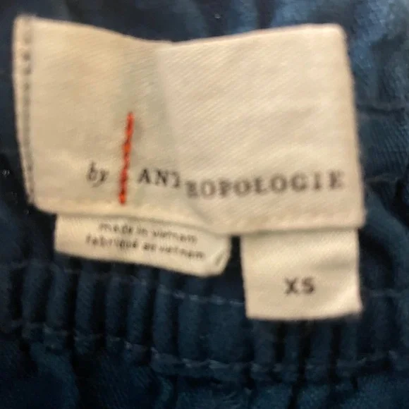 Anthropologie Womens XS Wide Leg Linen Pants Teal Blue Smocked Waist OB1657970 - Picture 2 of 7